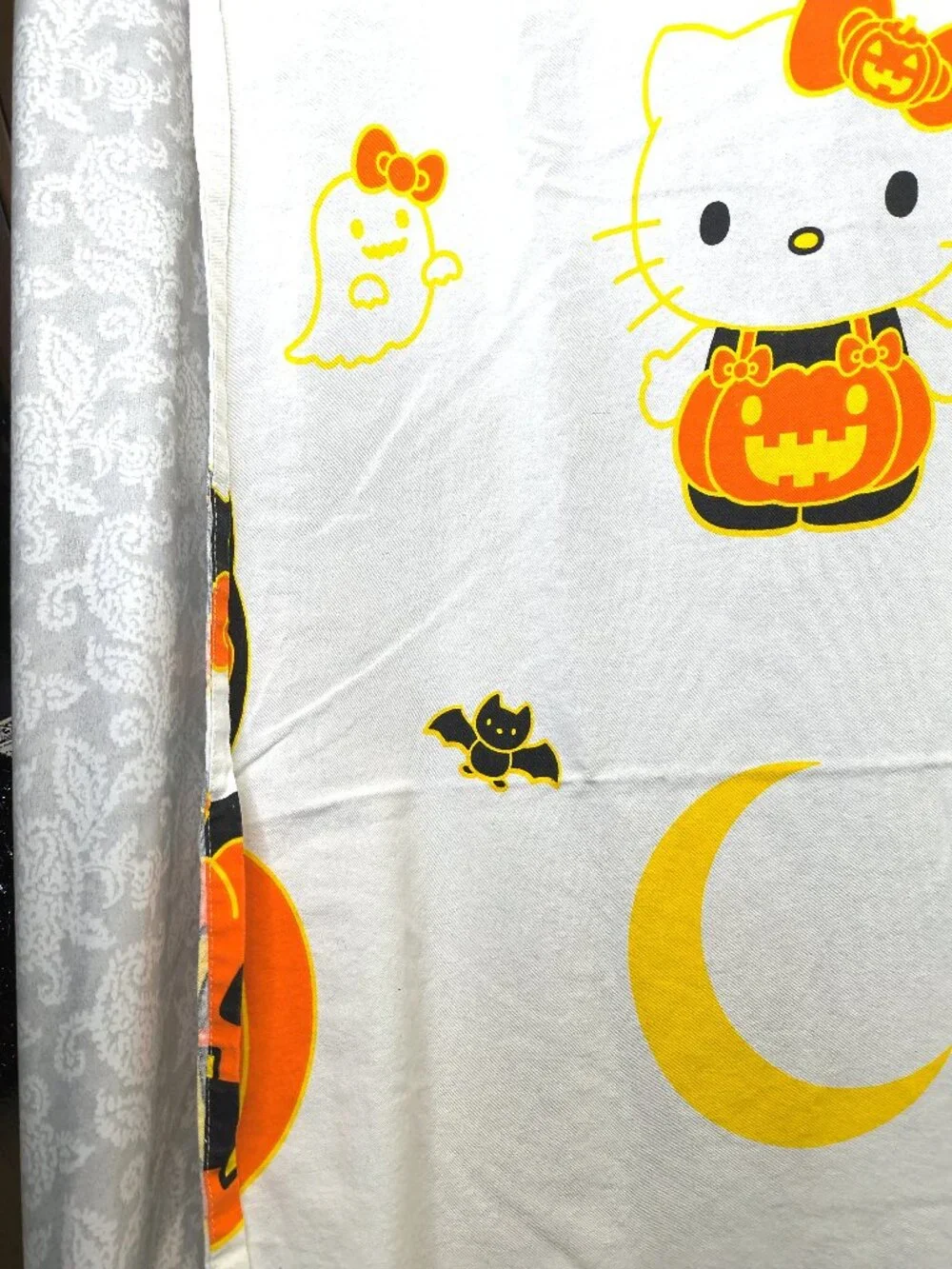 Hello Kitty Halloween Shower Curtain- Jack-o-lantern - black cat - moon - ghost